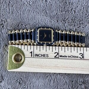 Vintage Citizen Quartz Watch Black Gold Tone Square Dial 3220-895568 SMW 39-0381